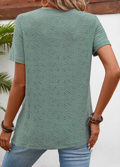 Sage Green Pleated Short Sleeve Square Neck T Shirt