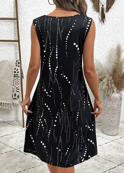 Black Tummy Coverage Polka Dot Dress and Cardigan