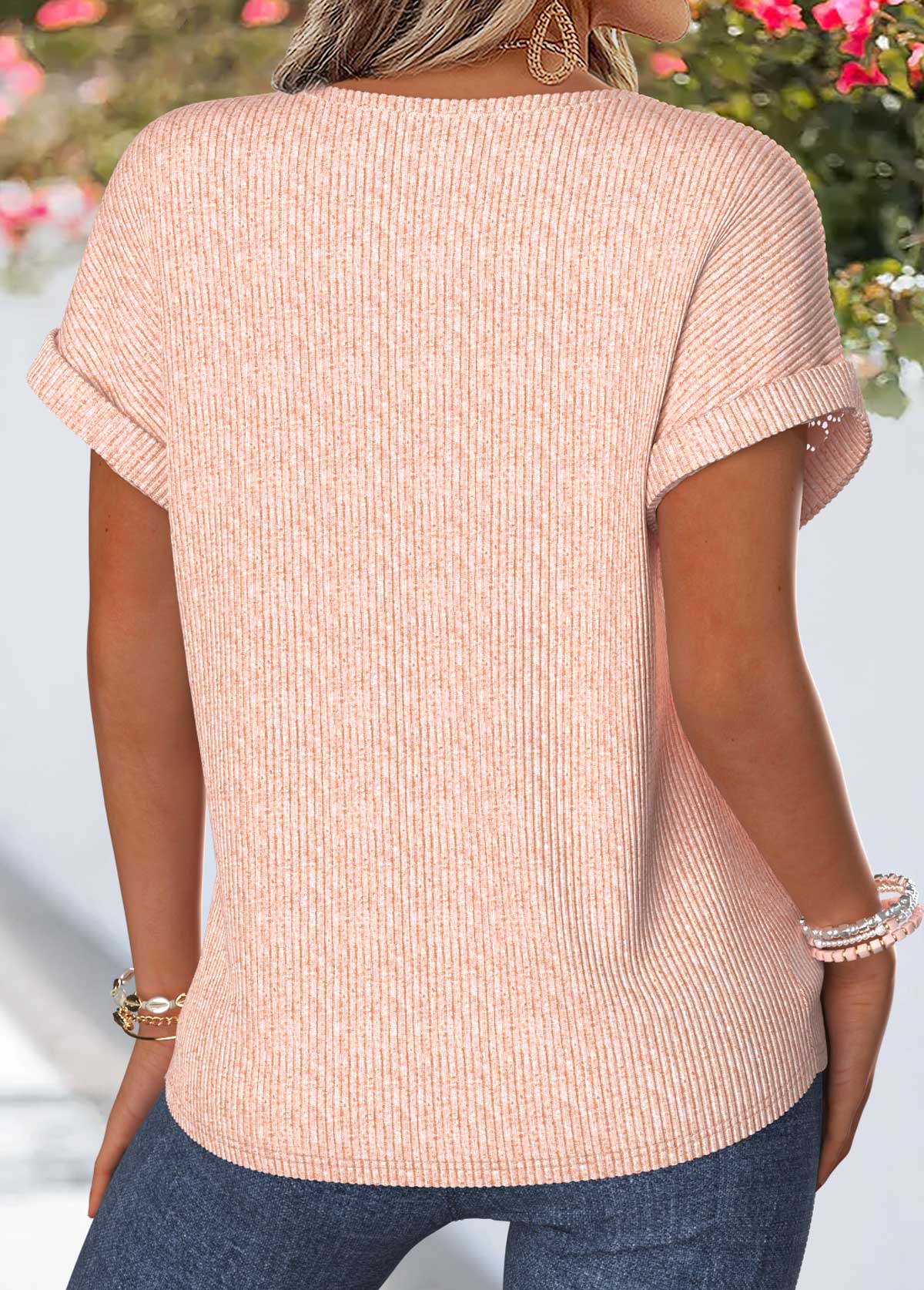 Floral Print Tummy Coverage Short Sleeve Blouse