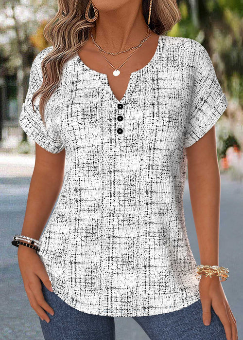 Floral Print Tummy Coverage Short Sleeve Blouse