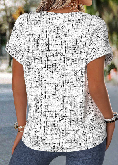 Floral Print Tummy Coverage Short Sleeve Blouse