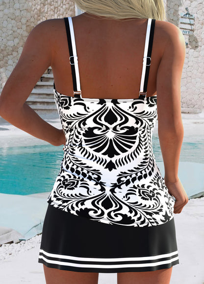 Mid Waisted Tummy Coverage Floral Print Tankini Set