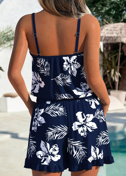 Ruched/shirred Floral Print One Piece Swimwear