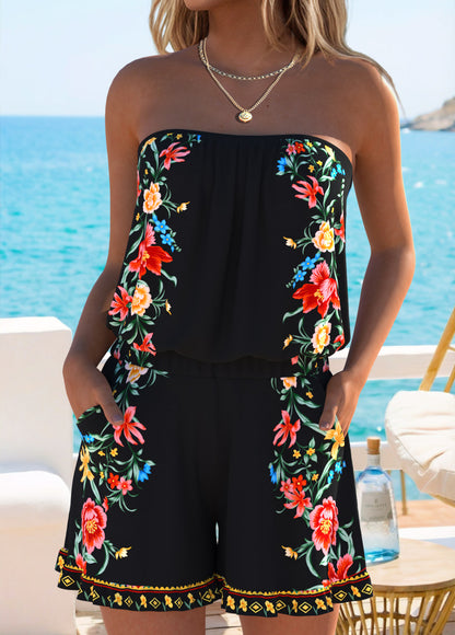 Ruched/shirred Floral Print One Piece Swimwear